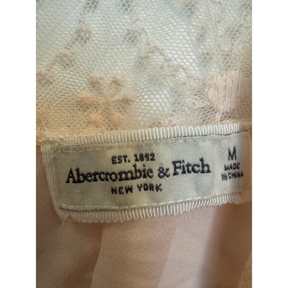 Abercrombie & Fitch Womens Lace Button-Up Blouse M Pink Sheer Long Sleeve - Picture 5 of 7